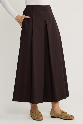 emiles - Pileli Pantolon Etek Kahve