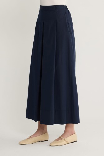 Pileli Pantolon Etek Lacivert - Thumbnail