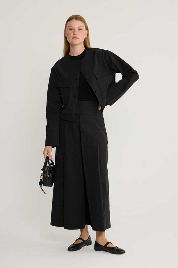 Pileli Pantolon Etek Siyah