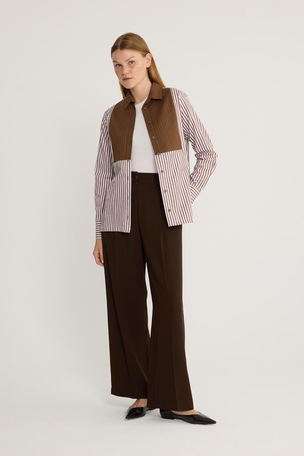 Piliseli Tunik Kahve Piliseli Tunik Kahve