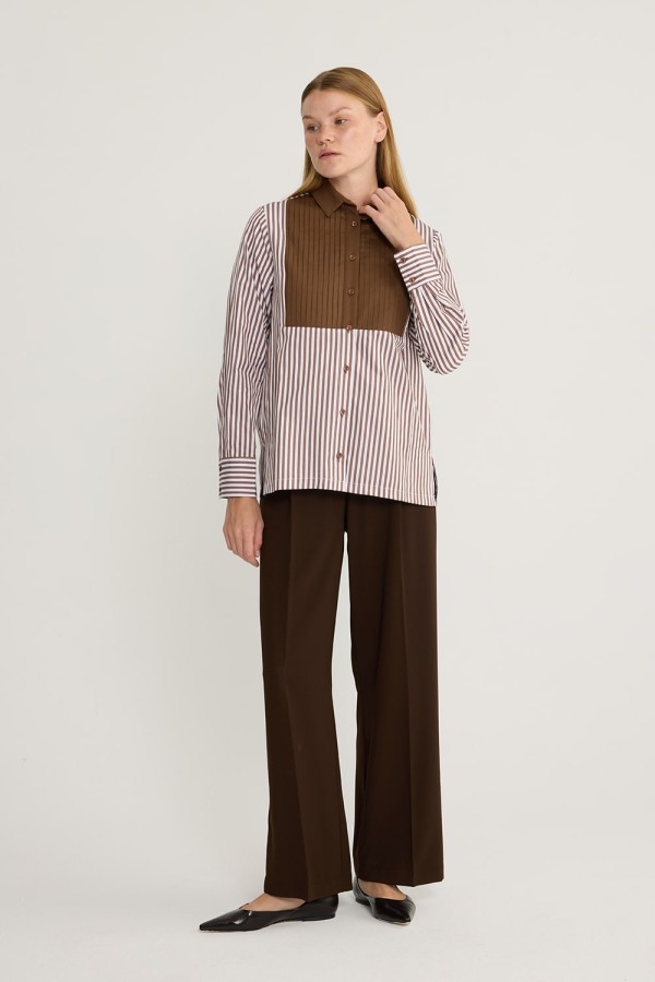 Piliseli Tunik Kahve Piliseli Tunik Kahve