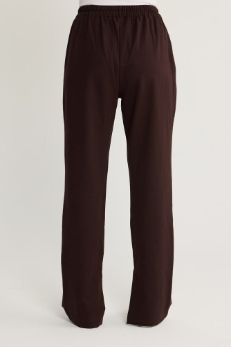 Yırtmaç Detaylı Pantolon Kahve - Thumbnail