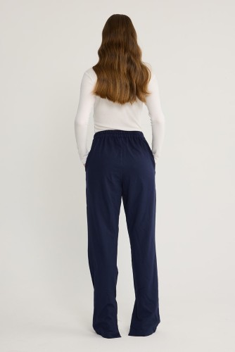 Yırtmaç Detaylı Pantolon Lacivert - Thumbnail