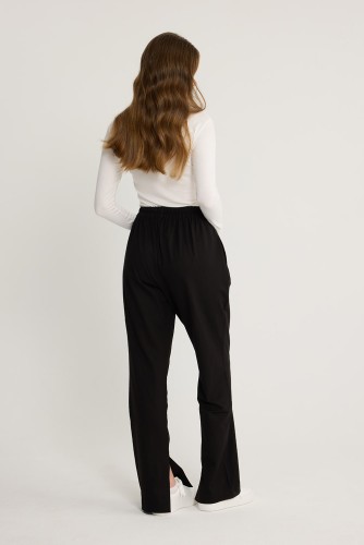 Yırtmaç Detaylı Pantolon Siyah - Thumbnail